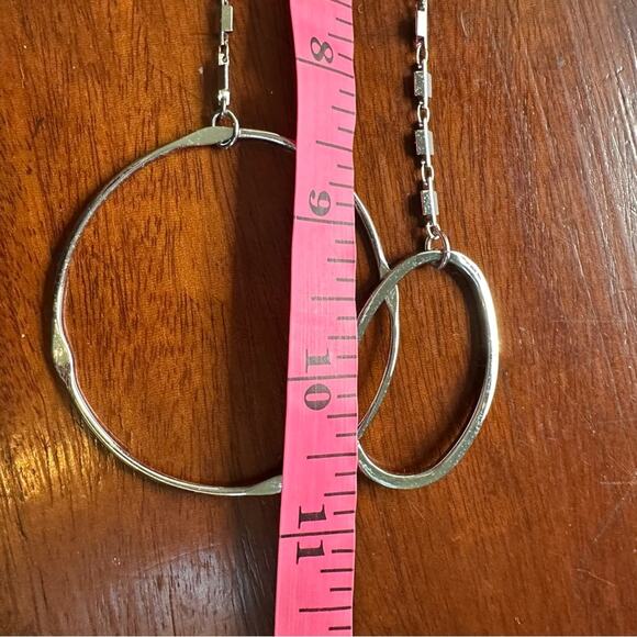 Chico's Silver tone Chain Necklace double overlapping triple circle modern - Picture 5 of 7